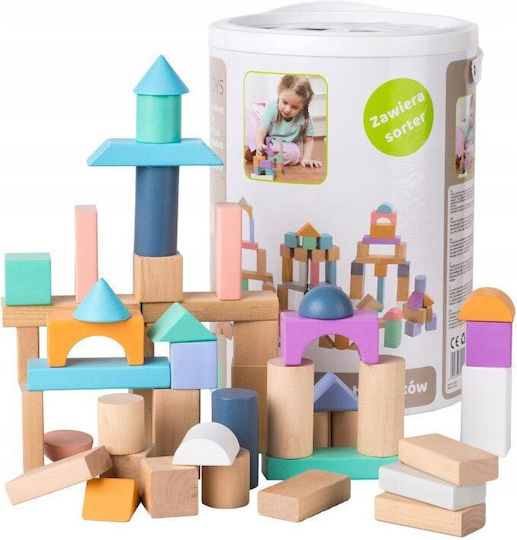Ecotoys Bauklötze Set Hölzernes für 1.5+ Jahre 100 Stück