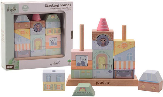 Joueco Building Blocks The Wildies Family Stacking Houses Wooden For 1+ Years 20 Pieces