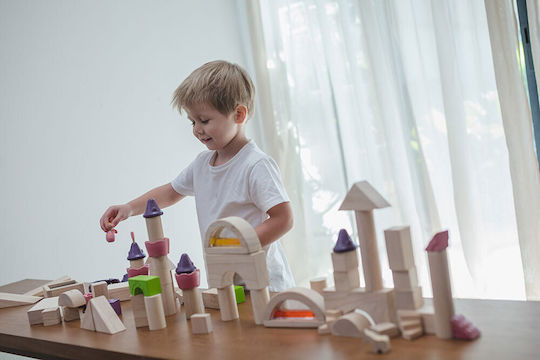 Plan Toys Cuburi De Construit Castel De Poveste Din Lemn Pentru 3+ Ani 35 Bucăți