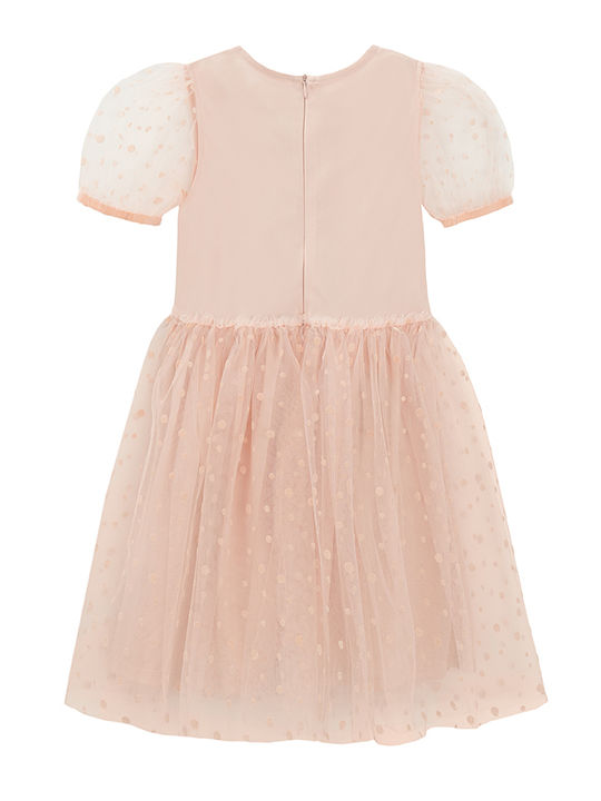Children's Dress Short Sleeve Tulle Pink