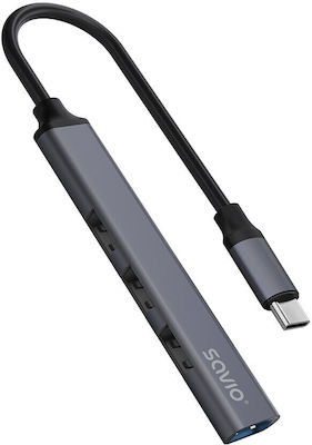 Savio 4 Port Hub with USB-C Connection