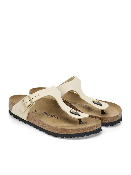 Gizeh Nubuk Leather Leather Women's Flat Sandals Anatomic in Ecru Color Regular Fit