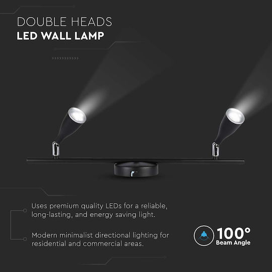 V-TAC Double LED Natural White Spot in Black Color
