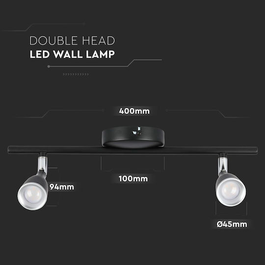 V-TAC Double LED Natural White Spot in Black Color