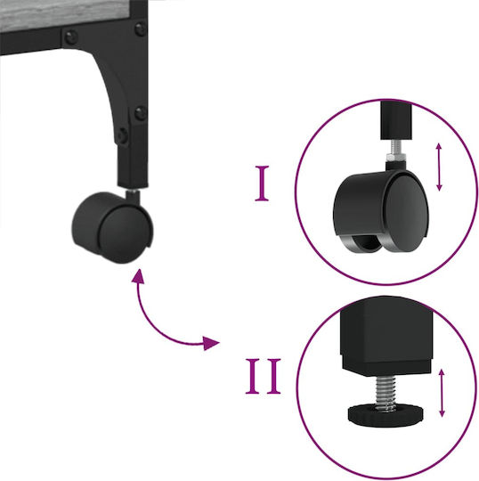 Vidaxl Printer Stand 3 Levels Grey Sonoma 50x41x75 H Hevox Wood Grey