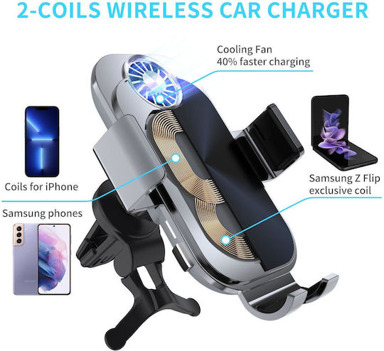 Samsung Galaxy Z Flip4 3 C36 Fan Cooling Dual Coil Car Phone Holder Wireless Charger