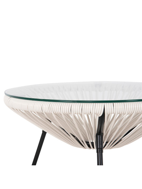 Allegra Auxiliary Outdoor Free Standing Table with Glass Surface and Metal Frame Black 50x50xcm