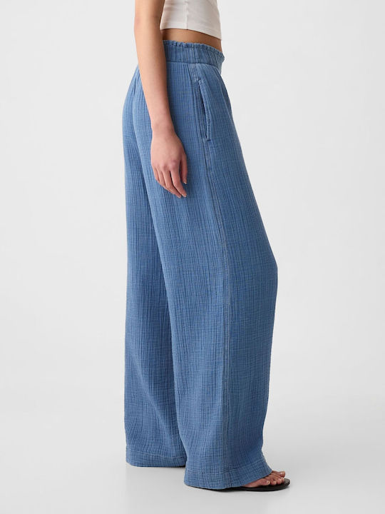 High Waist Women's Jean Trousers Blue Denim Wash