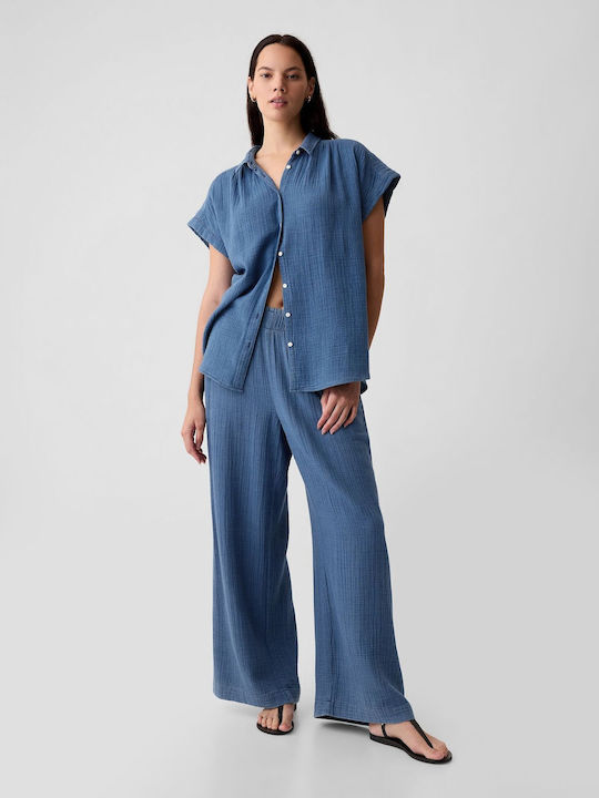 High Waist Women's Jean Trousers Blue Denim Wash