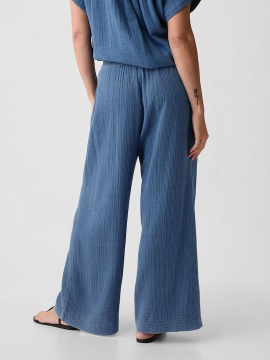 High Waist Women's Jean Trousers Blue Denim Wash
