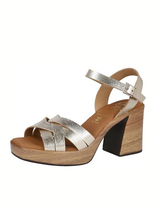 Leder Sandalen Gold