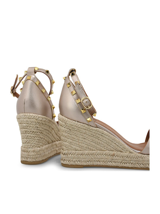 Women's Leather Platform Espadrilles Beige