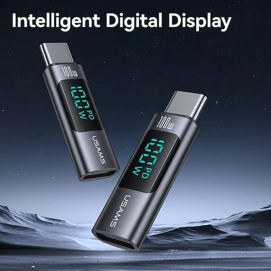 Usams USB-C Männlich Zu USB-C Weiblich Konverter Grau 1 Stück US-SJ682
