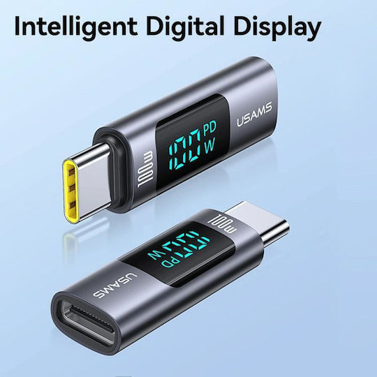 Usams USB-C Männlich Zu USB-C Weiblich Konverter Grau 1 Stück US-SJ682