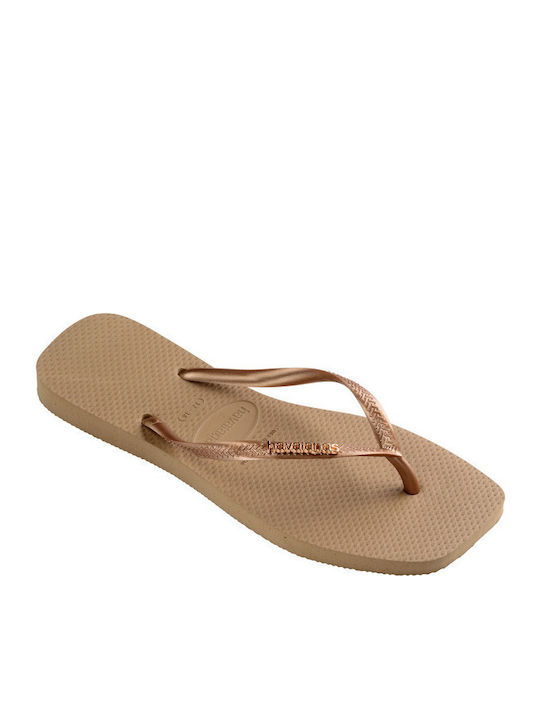 Square Logo Metallic Flip Flops In Pink Colour