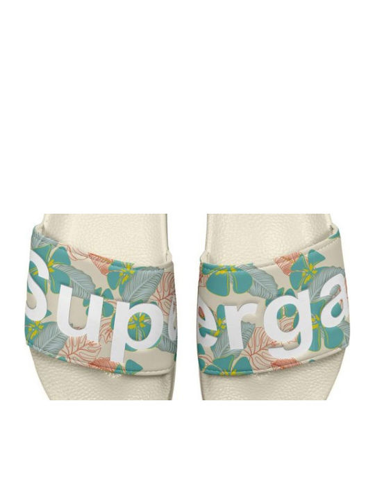 Hibiscus Print Women's Slides Beige