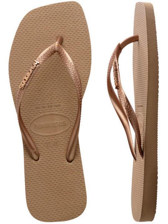 Square Logo Metallic Flip Flops In Pink Colour