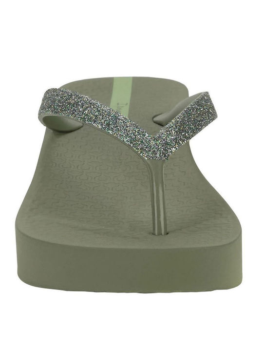 Chic Damen Zehentrenner mit Plattformen in Khaki Farbe
