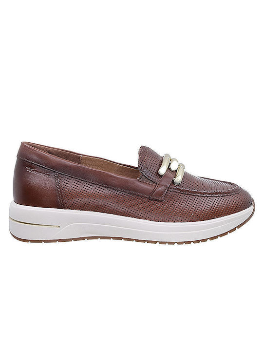 Tamaris Leather Women's Moccasins in Brown Color