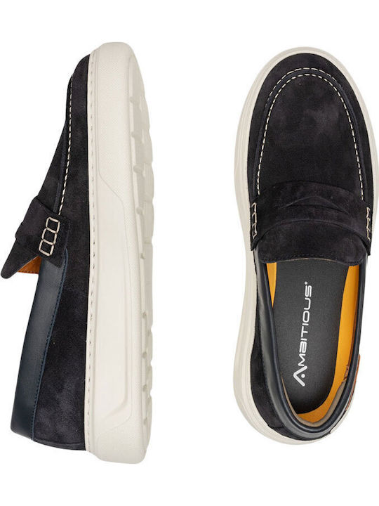 Suede Ανδρικά Μοκασίνια σε Μπλε Χρώμα
