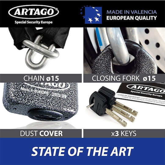 Artago 120cm Motorcycle Anti-Theft Chain in Gold