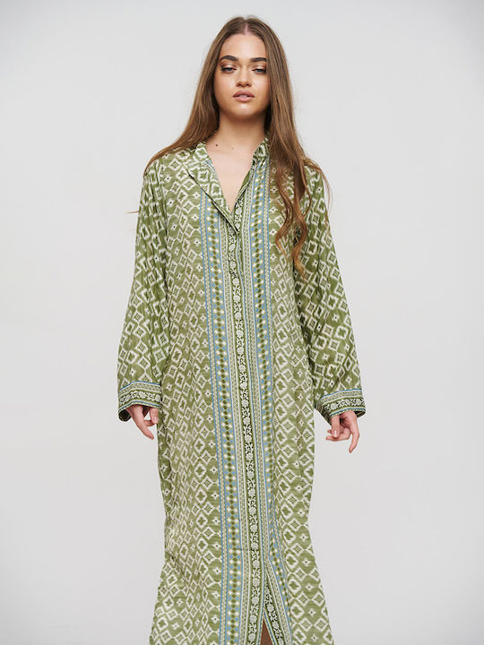 Ble Resort Collection Γυναικείο Μακρύ Καφτάνι Παραλίας Πράσινο