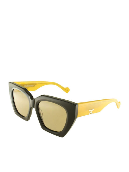 Kreuzbergkinder Women's Sunglasses with Black Plastic Frame and Yellow Lens CASINO C1
