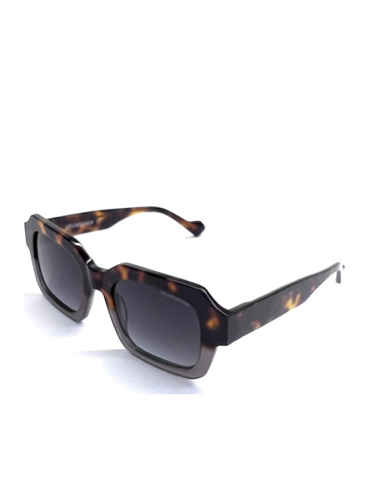 Kreuzbergkinder Unisex Sunglasses with Brown Tartaruga Plastic Frame and Gray Gradient Lens OLD FASHIONED C4 51