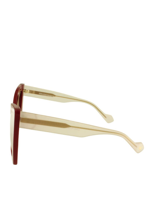 Kreuzbergkinder Women's Sunglasses with Red Plastic Frame and Red Gradient Lens LOVE POTION C3