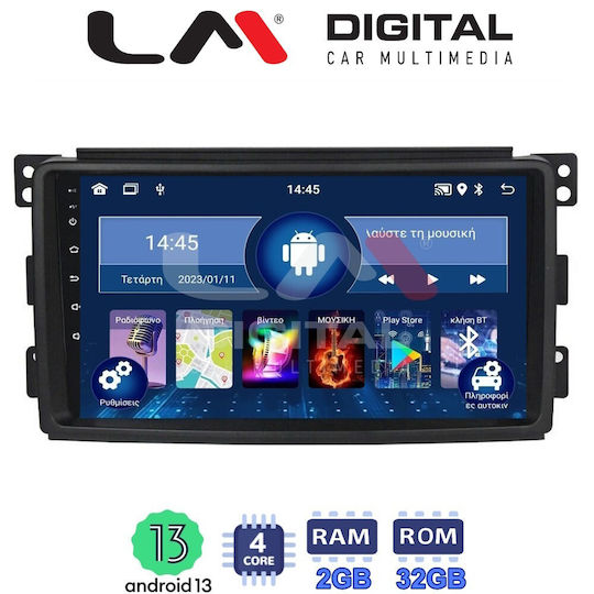 LM Digital Sistem Audio Auto pentru Smart PentruDoi / PentruPatru 2007-2010 (Bluetooth/USB/WiFi/GPS/Apple-Carplay/Android-Auto) cu Ecran Tactil 9"