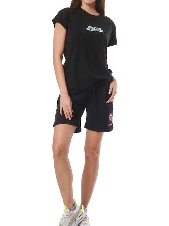 Body Action Women's High Waist Activewear Shorts Black