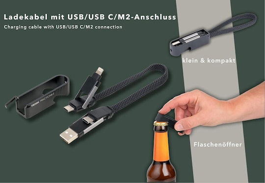 Troika Flat USB to Lightning / Type-C Cable Μαύρο