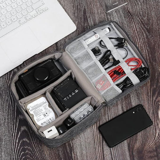 Geantă organizator de cabluri Zola Plastic 24.5x18.5x10 Cm Gri