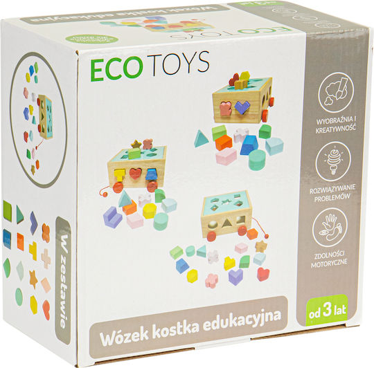 Ecotoys Συρόμενο Παιχνίδι Wooden Sorter Cart With Blocks από Ξύλο για 24+ Μηνών