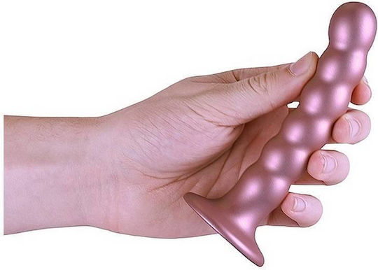 Dummy silicon cu nervuri și margele de silicon G Spot Dildo Rose Gold 14cm