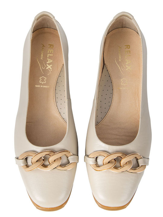 Leather Ballerinas Beige