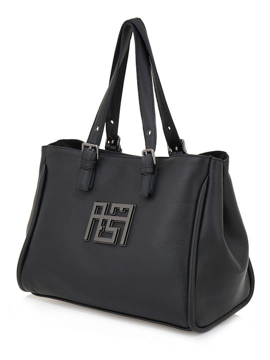 Ames Leder Damen Tasche Schulter Schwarz