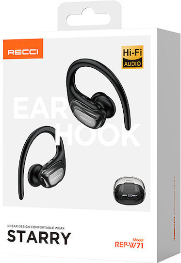 Recci Starry Sky In-ear Bluetooth Handsfree Ακουστικά με Θήκη Φόρτισης Μαύρα