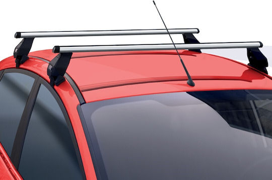 Menabo Aluminum Car Roof Bars 112cm for Citroen AX 5D Set with Roof Rack Legs Silver