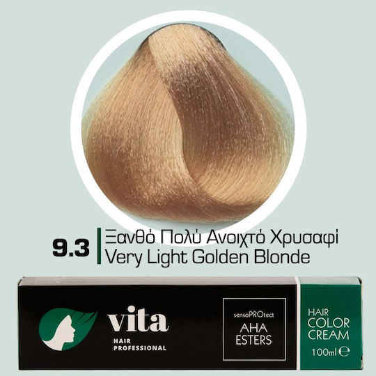 Vita Hair Professional Βαφή Μαλλιών Ξανθό Πολύ Ανοιχτό Χρυσαφί 9.3 100ml