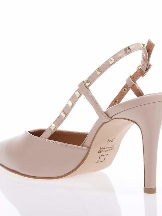 Toutounis Leather Beige Heels