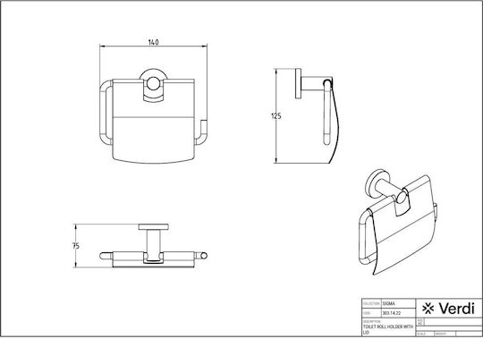 Verdi Sigma Wall-mounted Paper Holder Metallic White Matt White Matt