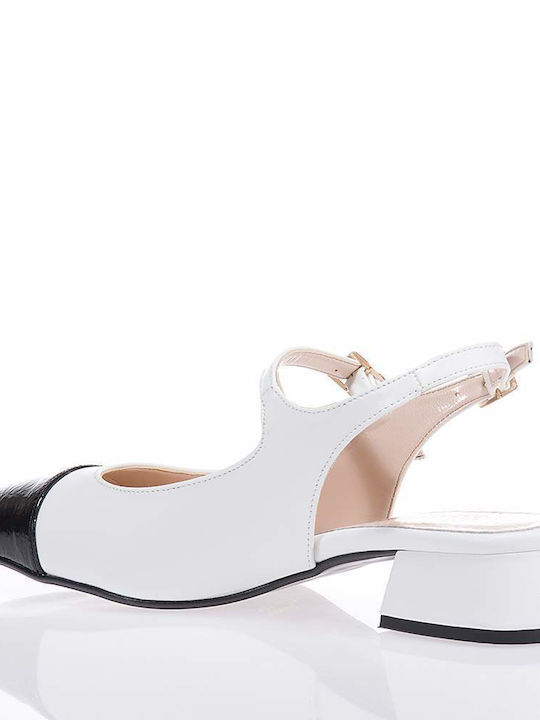 Beatris White Heels with Strap