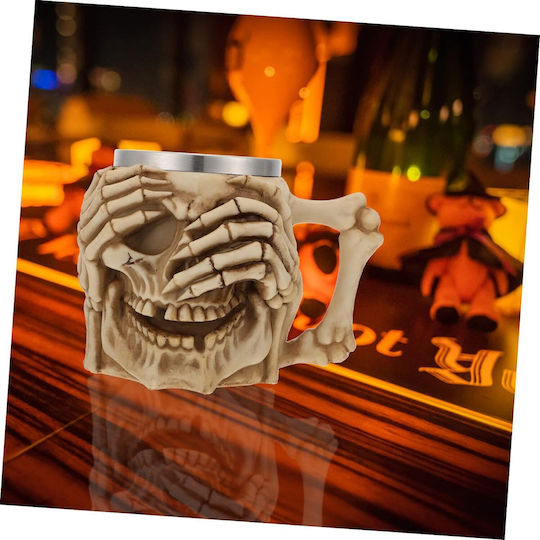 Skull Skeleton 3D Resin Mug Metallic Beige 500ml