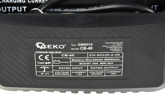 Geko Tragbarer Batterieladegerät für Auto 12/24V