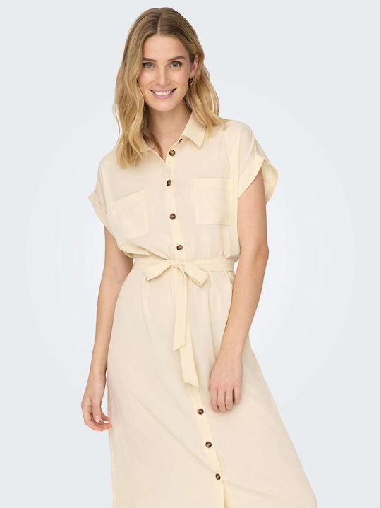 Only Summer Midi Shirt Dress Dress Beige