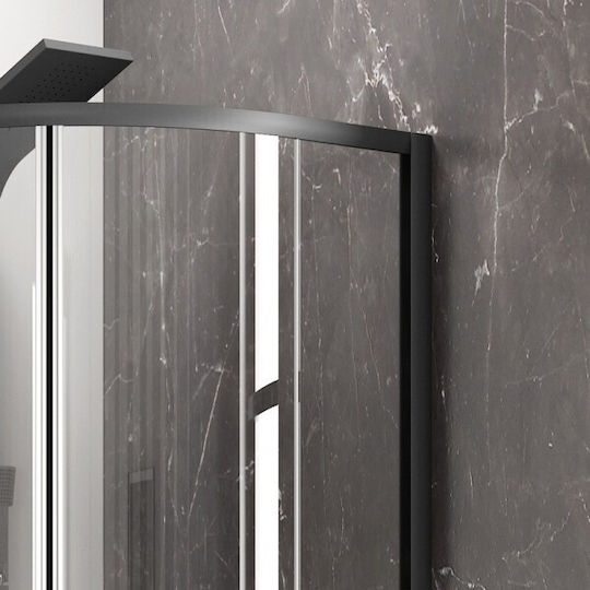 Karag Flora 200 Кабинет Душ Полукръгла с Плъзгащи се Врата 80x80x190см Прозрачно стъкло Неро Karag Flora 200 Кабинет Душ Полукръгла с Плъзгащи се Врата 80x80x190см Прозрачно стъкло Неро