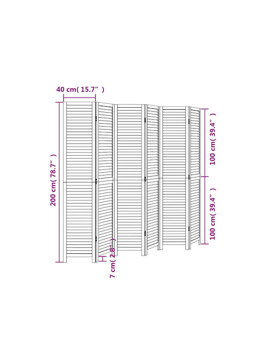 vidaXL Διακοσμητικό Παραβάν Ξύλινο με 6 Φύλλα 210x200cm