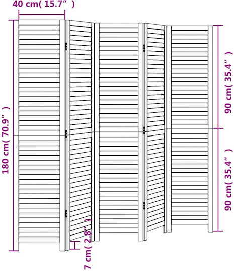 vidaXL Dekorativer Paravent Hölzernes mit 5 Blättern 175x180cm