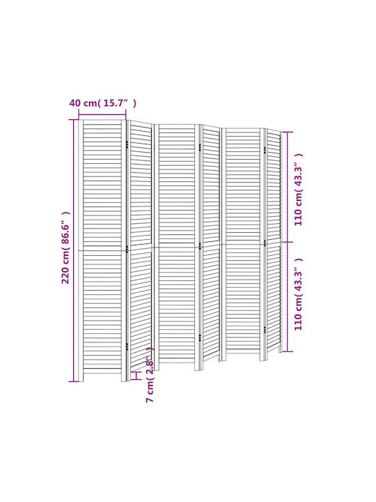 vidaXL Decorativ Paravan Lemn cu 6 Panouri 210x220cm